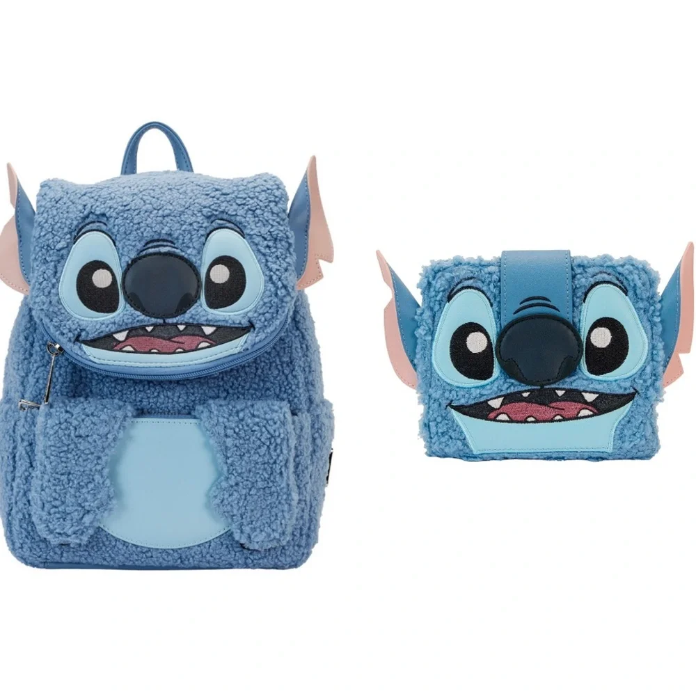 Loungefly Stitch Furry Backpack and Wallet Set - Picture 11 of 11